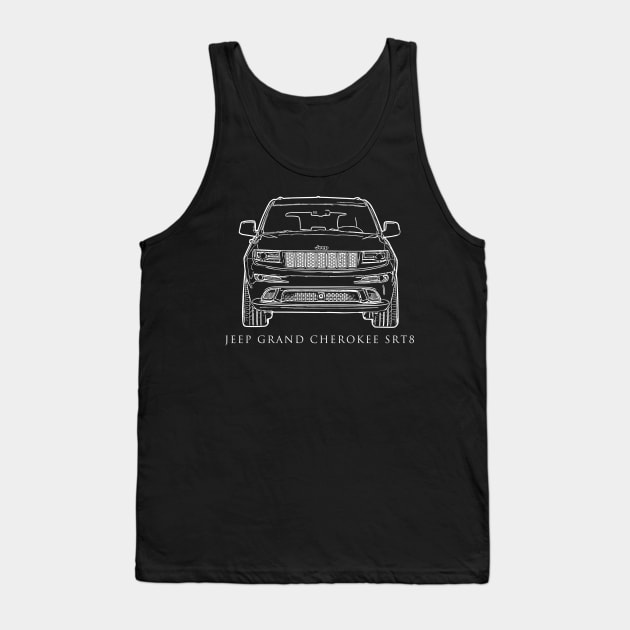 Jeep Grand Cherokee SRT8 1 White Design Car form Tank Top by Julie lovely drawings